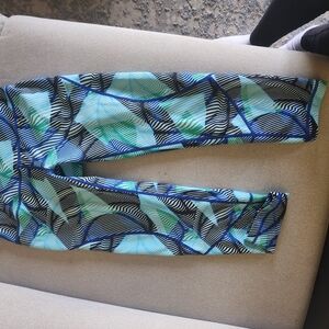 Zella Blue and Green Tropical Print Leggings